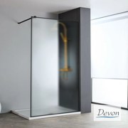 Devon Iwis Fluted Walk-in Διαχωριστικό Κρύσταλλο Ντουζιέρας με βραχίονα στήριξης 117-119εκ Υ200εκ Black Matt