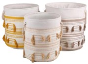 Σετ Καλαθιών DKD Home Decor Μπεζ Μουστάρδα Κρόσσια Boho 43 x 43 x 45 cm 3 Τεμάχια