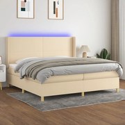 ΚΡΕΒΑΤΙ BOXSPRING ΜΕ ΣΤΡΩΜΑ &amp; LED ΚΡΕΜ 200X200 ΕΚ. ΥΦΑΣΜΑΤΙΝΟ 3138746