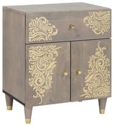 vidaXL Κομοδίνο με συρτάρι Γκρι 50 x 33 x 60 εκ Μασίφ ξύλο μάνγκο