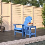 vidaXL Καρέκλα Κήπου Adirondack Γαλάζια από HDPE με Τραπεζάκι