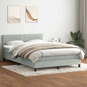 vidaXL Κρεβάτι Boxspring με Στρώμα Ανοιχτό Γκρι 140x210 εκ. Βελούδινο