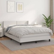 Κρεβάτι Boxspring με Στρώμα Λευκό 140x190εκ.από Συνθετικό Δέρμα - Λευκό