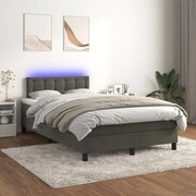 ΚΡΕΒΑΤΙ BOXSPRING ΜΕ ΣΤΡΩΜΑ &amp; LED ΣΚ. ΓΚΡΙ 120X200ΕΚ. ΒΕΛΟΥΔΙΝΟ 3134634