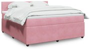 vidaXL Κρεβάτι Boxspring με Στρώμα Ροζ 180x200 εκ. Βελούδινο