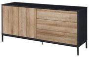 Liberta BLACKBIRD ΜΠΟΥΦΕΣ 2ΠΟΡΤΕΣ 3ΣΥΡΤΑΡΙΑ RIVIERA OAK ΜΑΥΡΟ 150x40xH75,5cm 150x40xH75,5cm 05-0669