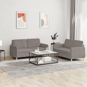 vidaXL Πολυθρόνες Σετ 2 Τεμαχίων Taupe από Ύφασμα με Μαξιλάρια