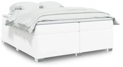 vidaXL Κρεβάτι Boxspring με Στρώμα Λευκό 200x200 εκ. Συνθετικό Δέρμα