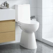vidaXL Λεκάνη χωρίς χείλος, 7 εκ. επιπλέον ύψος, με αργό κλείσιμο Λευκή Κεραμική