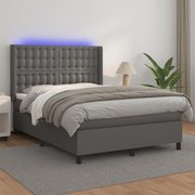 ΚΡΕΒΑΤΙ BOXSPRING ΜΕ ΣΤΡΩΜΑ &amp; LED ΓΚΡΙ 140X190 ΕΚ. ΣΥΝΘ. ΔΕΡΜΑ 3139383