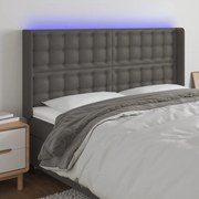 Κεφαλάρι Κρεβατιού LED Γκρι 147x16x118/128 εκ. Συνθετ. Δέρμα 3124142