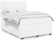 vidaXL Κρεβάτι Boxspring με Στρώμα Λευκό 160x200εκ.από Συνθετικό Δέρμα