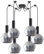SE21-BL-4-BL6-GL2 ADEPT TUBE Black Pendant Smoked Glass+
