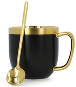 Κούπα Με Κουτάλι Sinnes 162887 280ml Black-Gold Πορσελάνη