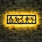 Διακοσμητικό Τοίχου Με Φως Led Music Band 692FRW1160 19x60cm Yellow-Black Wallity Mdf