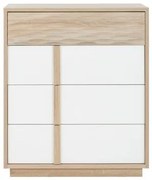 Epiplo World  Curtys συρταριέρα με 4 συρτάρια 89x45x104εκ. Sonoma Oak / Λευκή γυαλιστερή λάκα BEST-12244788