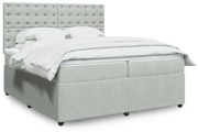 vidaXL Κρεβάτι Boxspring με Στρώμα Ανοιχτό Γκρι 200x200 εκ. Βελούδινο