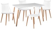 LAVIDA-ART Τραπεζαρία: Τραπέζι 120x80 Οξιά/MDF + 4 Καρέκλες Μέταλλο Βαφή Φυσικό PP Άσπρο