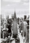 Πίνακας Γυάλινος Manhattan View Λευκό/Μαύρο 80x120εκ.  - Γκρι
