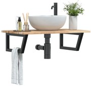 vidaXL Ράφι Νιπτήρα Τοίχου από Ατσάλι / Μασίφ Ξύλο Ακακίας