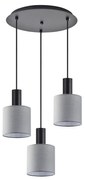 SE21-BL-4-3BL-SH2 ADEPT TUBE Black Pendant Grey Fabric Shade+ HOMELIGHTING 77-8516