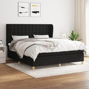 Κρεβάτι Boxspring με Στρώμα Μαύρο 180x200 εκ. Υφασμάτινο