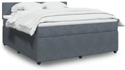 vidaXL Κρεβάτι Boxspring με Στρώμα Σκούρο Γκρι 180x200 εκ. Βελούδινο