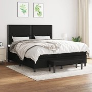 Κρεβάτι Boxspring με Στρώμα Μαύρο 160x200 εκ. Υφασμάτινο - Μαύρο