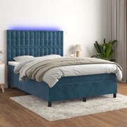 ΚΡΕΒΑΤΙ BOXSPRING ΜΕ ΣΤΡΩΜΑ &amp; LED ΣΚ. ΜΠΛΕ 140X200ΕΚ. ΒΕΛΟΥΔΙΝΟ 3136369