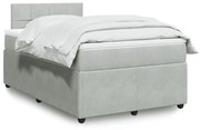 vidaXL Κρεβάτι Boxspring με Στρώμα Ανοιχτό Γκρι 120x200 εκ. Βελούδινο