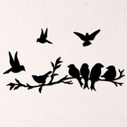 Διακοσμητικό Τοίχου Bird Community (Σετ 4Τμχ) 899SKL2532 13x13/9x9/10x15/22x68cm Black Wallity Metal