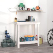 vidaXL Πάγκος Εργασίας Λευκός 80 x 50 x 80 εκ. από Μασίφ Ξύλο Πεύκου