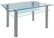 Τραπέζι Veron ΕΜ701 90x60x75cm Silver-Clear Ατσάλι,Γυαλί