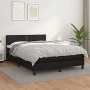 Κρεβάτι Boxspring με Στρώμα Μαύρο 140x190εκ.από Συνθετικό Δέρμα