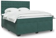 vidaXL Κρεβάτι Boxspring με Στρώμα Σκούρο Πράσινο 180x200εκ. Βελούδινο
