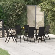 vidaXL Σετ Τραπεζαρίας Κήπου 7 Τεμαχίων Μαύρο από Συνθετικό Ρατάν