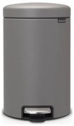 Κάδος με πεντάλ Brabantia NewIcon 1001090, 12 l, Ομαλό κλείσιμο, Αντιολισθητική βάση, Ορυκτή επίστρωση, Γκρι