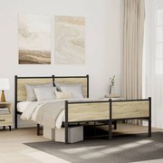 vidaXL Σκελετός Κρεβ. Χωρίς Στρώμα Sonoma Δρυς 140x190 εκ. Μεταλλικό
