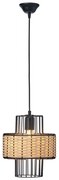 Arkolight Φωτιστικό Κρεμαστό Φ27cm Από Φυσικό Ρατάν Και Μαύρο Μέταλλο 429-3-27