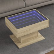 vidaXL Τραπεζάκι Σαλονιού με LED Δρυς 70x50x45 εκ. Επεξεργασμένο Ξύλο