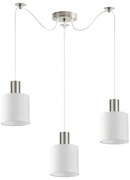 SE21-NM-4-NM3-SH1 ADEPT TUBE Nickel Matt Pendant White Fabric Shade+