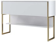 Κονσόλα Luxe 618BLY1402 120x30x80cm Gold-White Μοριοσανίδα, Μέταλλο