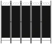 vidaXL Διαχωριστικό Δωματίου με 5 Πάνελ Μαύρο 200 x 180 εκ.