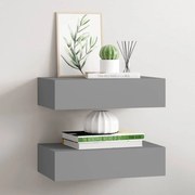 vidaXL Ράφια Τοίχου με Συρτάρια 2 Τεμ. Γκρι 40 x 23,5 x 10εκ. από MDF
