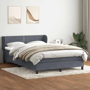 Κρεβάτι Boxspring με Στρώμα Σκούρο Γκρι 160x210 εκ. Βελούδινο - Γκρι