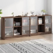 Βιβλιοθήκη με Πόρτες Καφέ Δρυς 204x37x75 εκ. Επεξ. Ξύλο 3206537