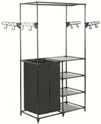 vidaXL Κρεμάστρα Δαπέδου Μαύρη 87x44x158 εκ. Ατσάλι/Ύφασμα Non-woven