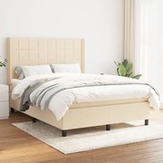 Κρεβάτι Boxspring με Στρώμα Κρεμ 140x190 εκ. Υφασμάτινο - Κρεμ