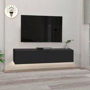 Έπιπλο τηλεόρασης επιτοίχιο Aristo Megapap με LED χρώμα μαύρο 135x31,6x25εκ.-GP042-0170,5