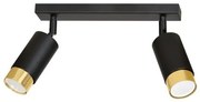 Σποτ Φωτιστικό Οροφής 2xGu10 Ατσάλι HIRO Made in Poland Emibig-965/2-Μαύρο-Χρυσό 965/2